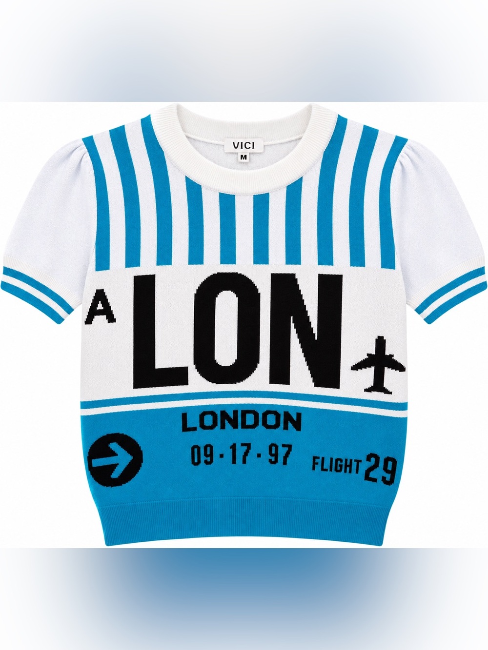 VICI Boarding Call Knit Graphic Sweater